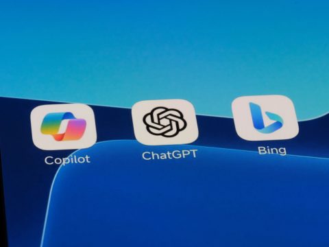 Microsoft Copilot, OpenAI ChatGPT and Microsoft Bing apps. Assorted AI chatbot applications